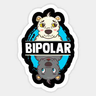 Cute & Funny Bipolar Polar Bear Polarity Pun Sticker